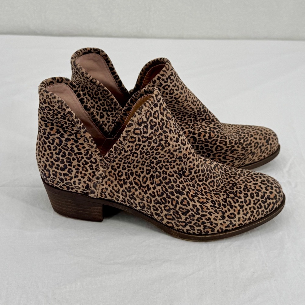 Lucky Brand Baley 2 Bootie Leopard Print Ankle Boot Tan & Black Womans Size 8M